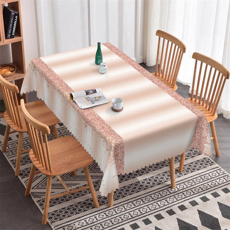 Glitter Diamonds Rose Gold Rectangle Tablecloth - Lofaris Glitter Diamonds Rose Gold Rectangle Tablecloth - Lofaris